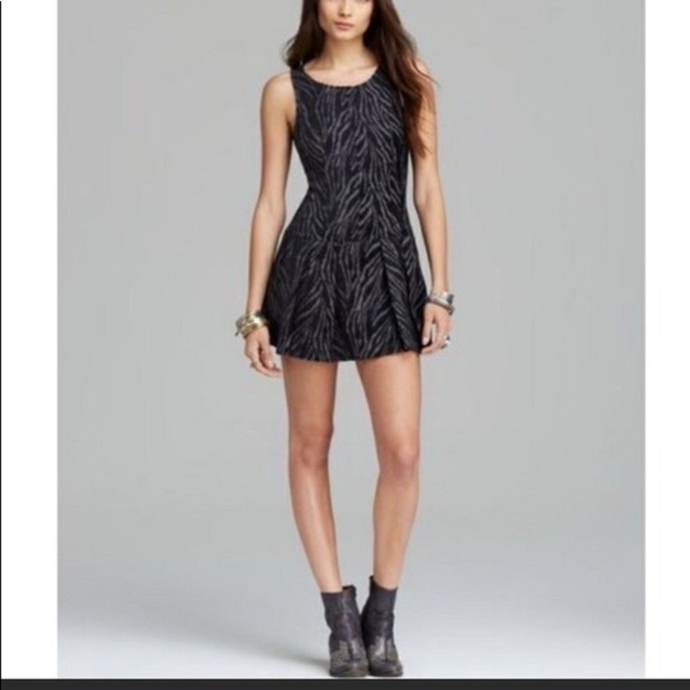 Black Zebra Print Free People Skater Dress